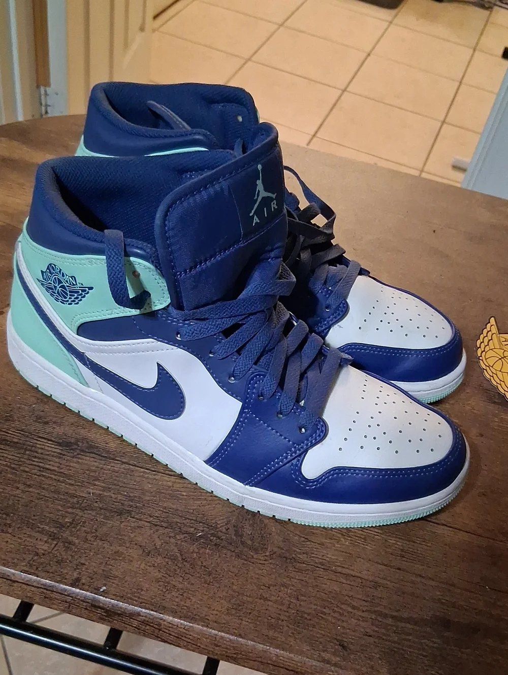 Jordan Men's High Top Sneakers in Navy, White, Mint